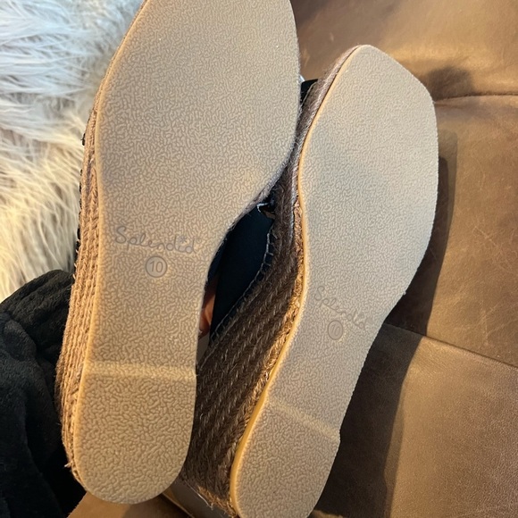 Splendid Britt Espadrille Platform Wedge Slide Sandal In Black size 10 NWOT - Picture 4 of 5